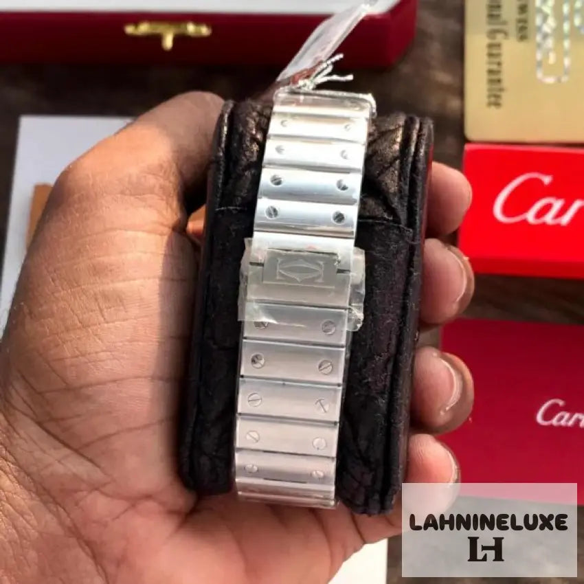 Cartier Santos De Silver Brown Swiss ETA Movement Automatic
