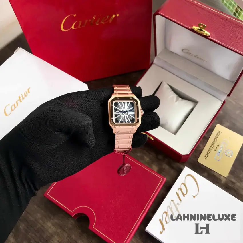 Cartier Santos De Skeleton Rosegold Automatic Men’s Watch