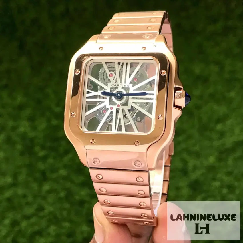 Cartier Santos De Skeleton Rosegold Automatic Men’s Watch