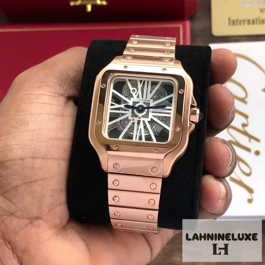 Cartier Santos De Skeleton Rosegold Automatic Men’s Watch
