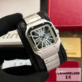 Cartier Santos De Skeleton Stainlees Steel Automatic Mens Watch