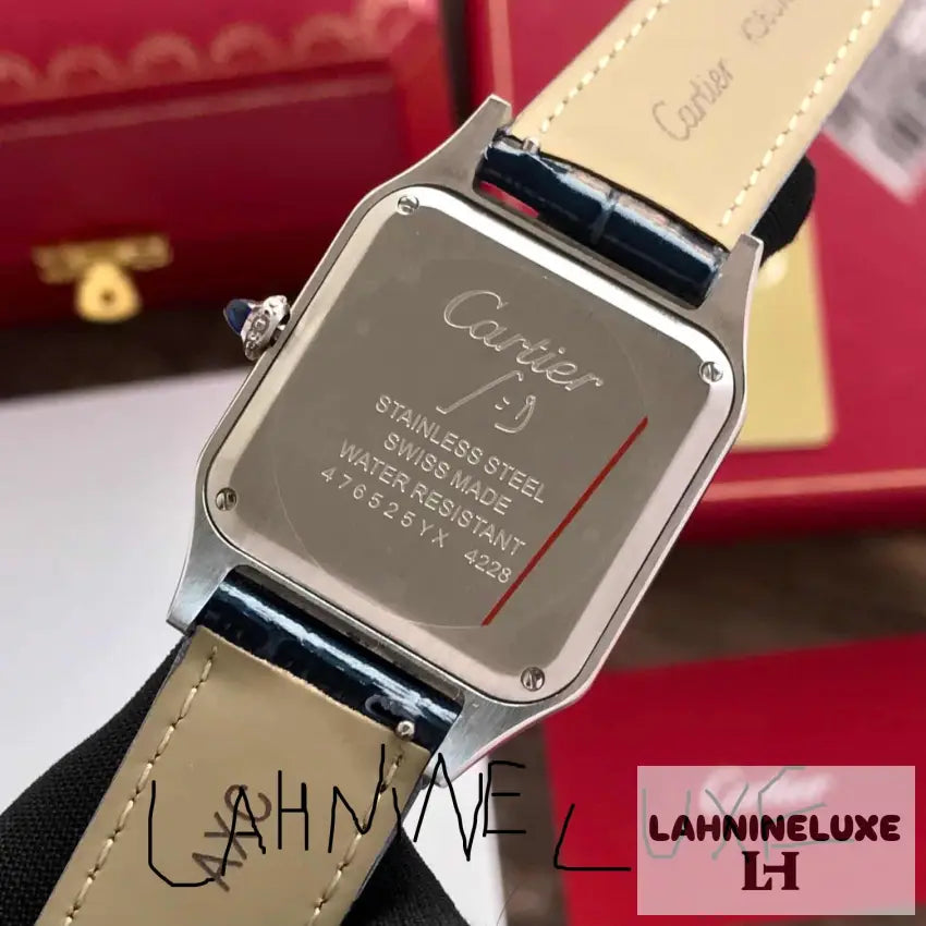 Cartier Santos Dumont Extra Large Blue Strap Stainless Steel Watc