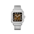 Cartier Santos De Silver Brown Swiss ETA Movement Automatic
