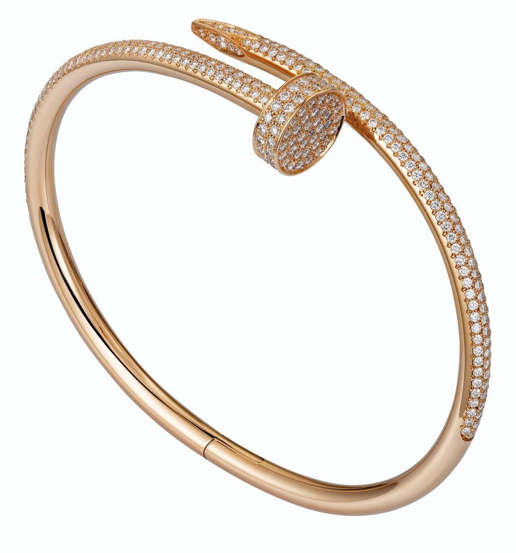 BRACELET CARTIER JUSTE UN CLOU MODÉLE CLASSIQUE SEMI PAVÉ ROSE GOLD