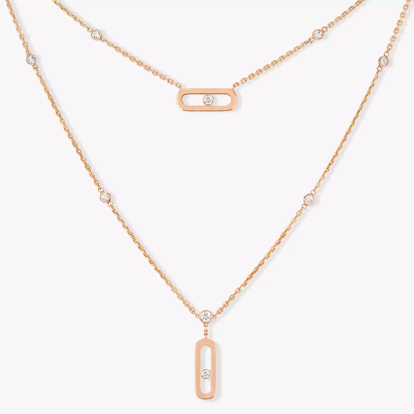 COLLIER MESSIKA MOVE UNO 2 RANGS ROSE GOLD