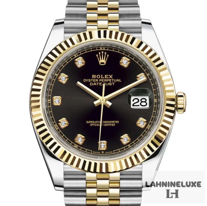 DATEJUST JAUNE/NOIR SERTI