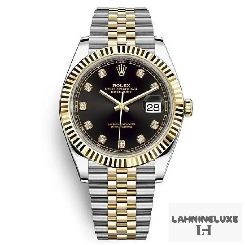 DATEJUST JAUNE/NOIR SERTI