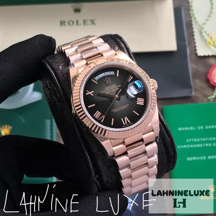Day Date 2024 Rosegold Black Dial ETA Automatic