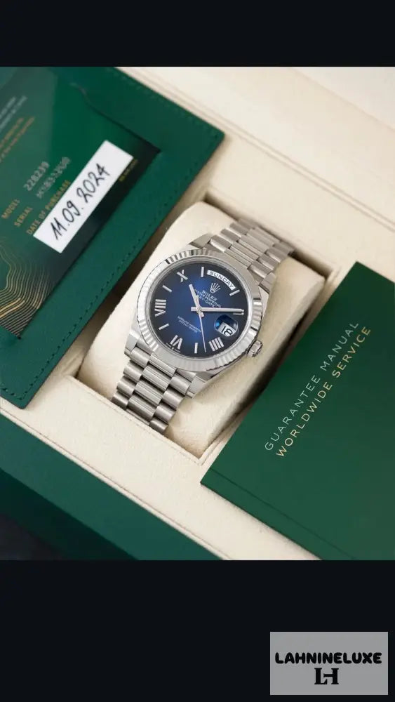 Day Date 41 Siver Blue Ambre Dial Swiss ETA Automatic Men’s Watch