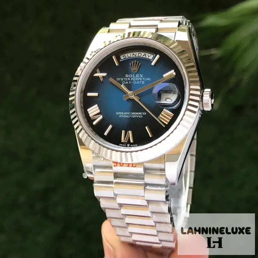 Day Date 41 Siver Blue Ambre Dial Swiss ETA Automatic Men’s Watch