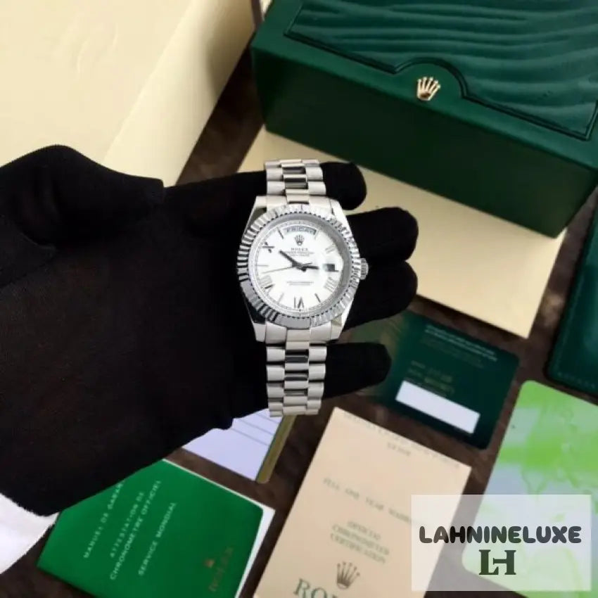 Day Date 41 Stainless Steel White Dial Japanese Master Quality