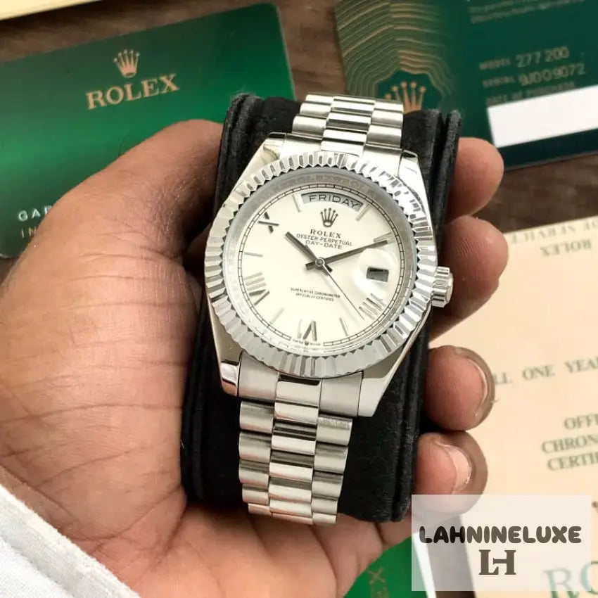 Day Date 41 Stainless Steel White Dial Japanese Master Quality