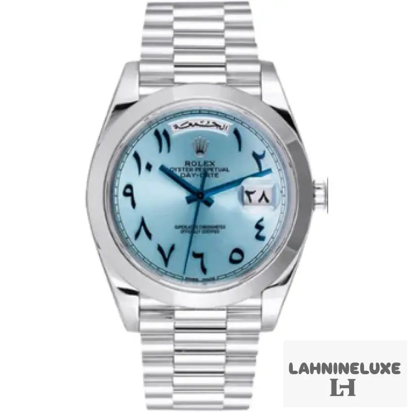 Day Date Blue Arabic Dial Platinum
