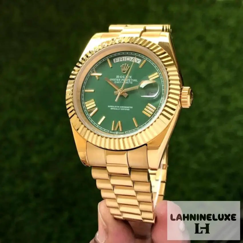 Day Date Gold Green Dial 40mm Japanese Automatic
