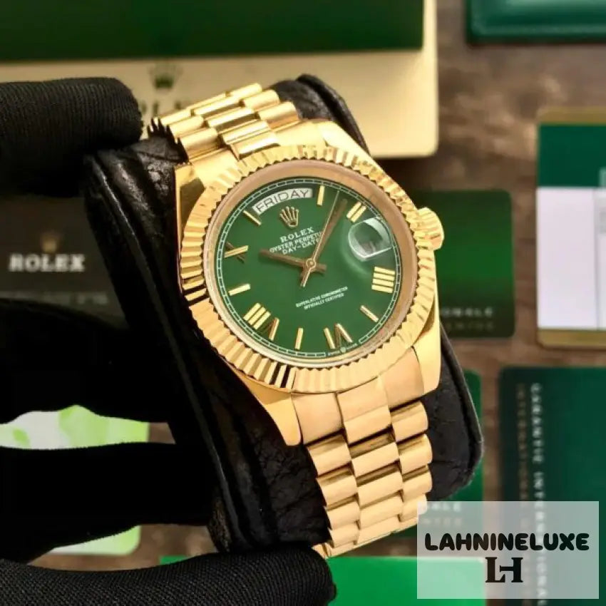Day Date Gold Green Dial 40mm Japanese Automatic