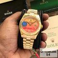 Day-Date President Yellow Gold Carnelian Orange Diamond Roman Dial Japanese
