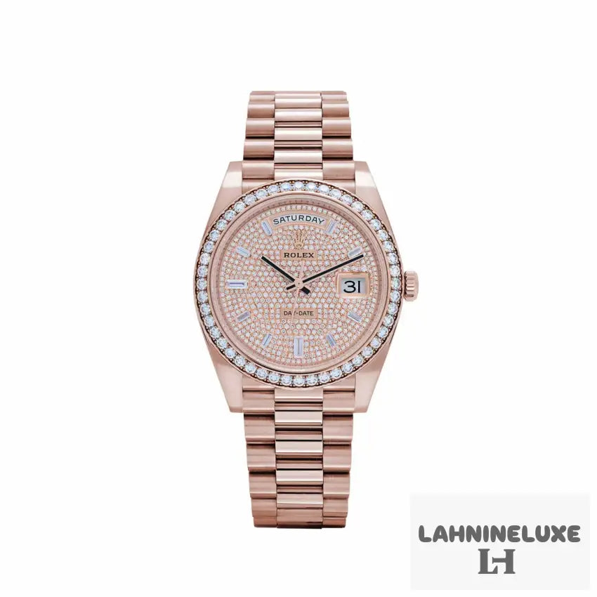 Day-Date Rose Gold Diamond Dial Diamond Bezel