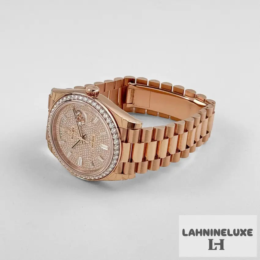 Day-Date Rose Gold Diamond Dial Diamond Bezel