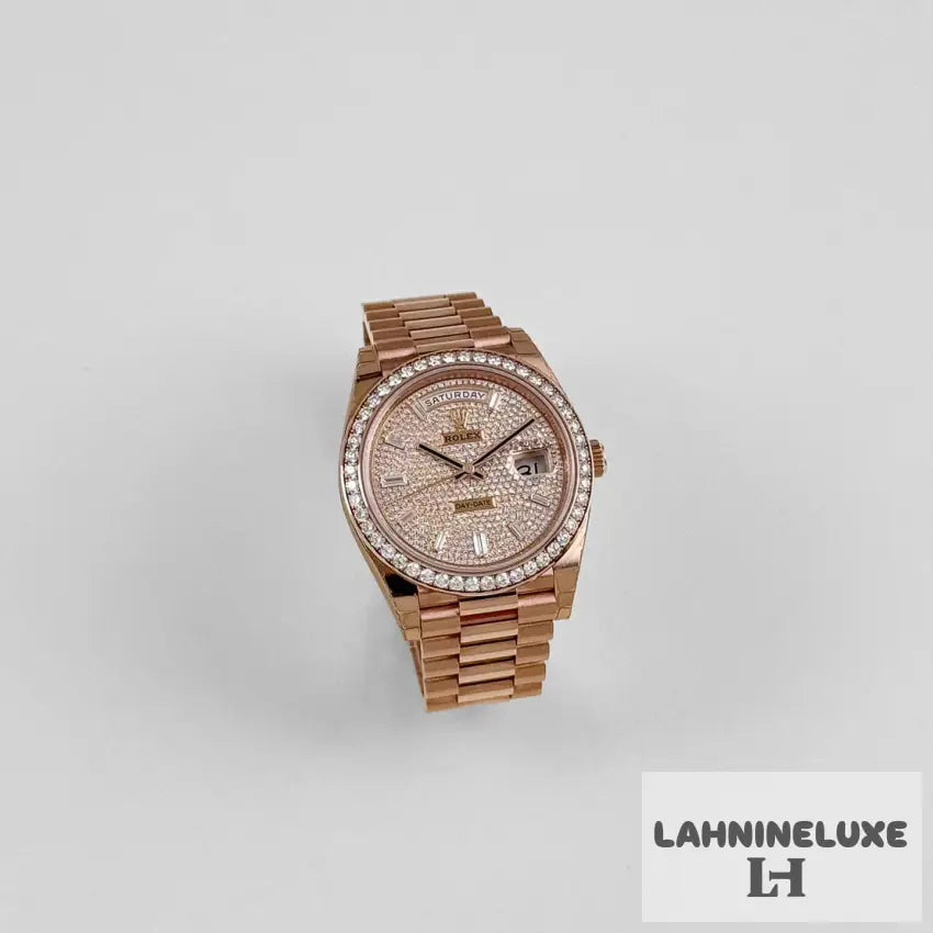 Day-Date Rose Gold Diamond Dial Diamond Bezel