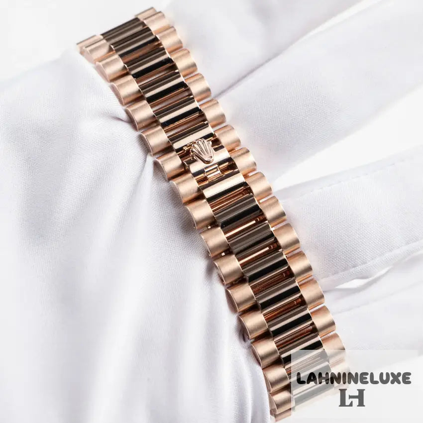 Day-Date Rose Gold Olive Green Roman Numerals Dial Diamond