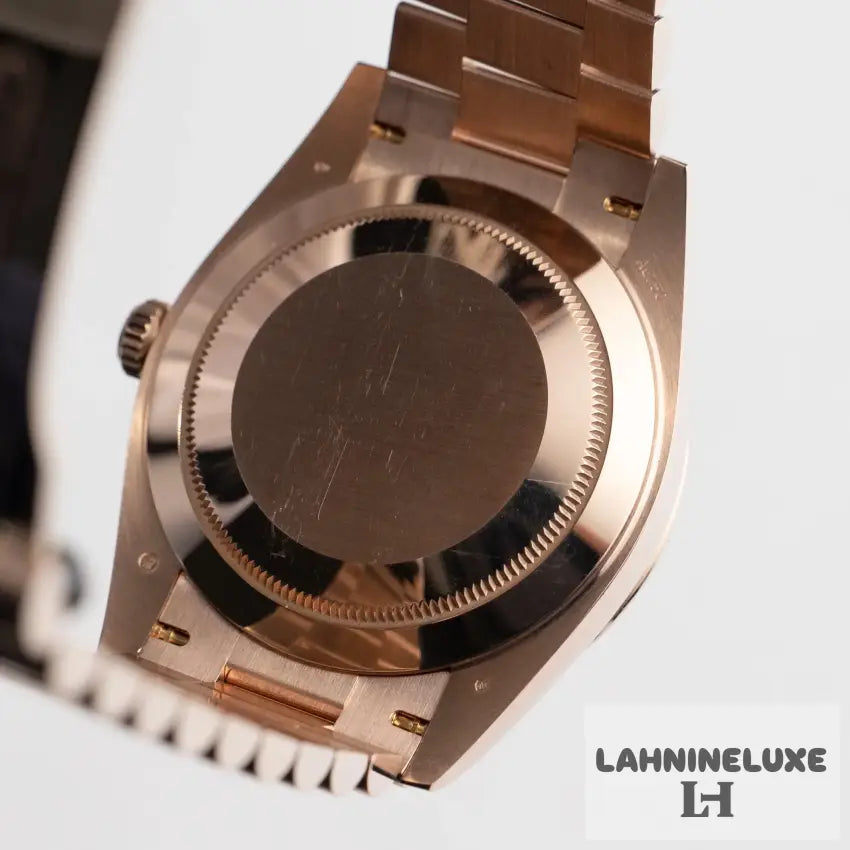 Day-Date Rose Gold Olive Green Roman Numerals Dial Diamond
