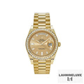 Day-Date Yellow Gold Champagne Diamond Baguette Dial Diamond Bezel