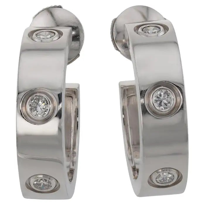 BOUCLE CARTIER LOVE CRÉEOLES PETIT MODÉLE DEUX DIAMONDS WHITE GOLD