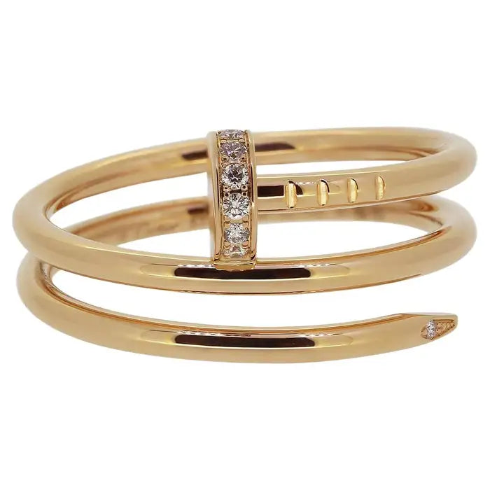BAGUE CARTIER CLOU DOUBLE TOURS DIAMANTS GOLD