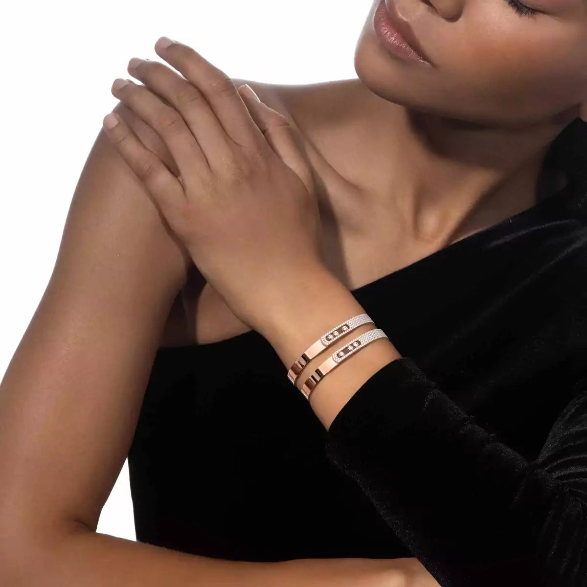 BRACELET MESSIKA BANGLE MOVE NOA SEMI PAVÉ ROSE GOLD