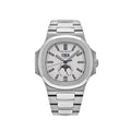 Patek Philippe Nautilus  Annual Calendar Moon Phases Stainless Steel White Dial