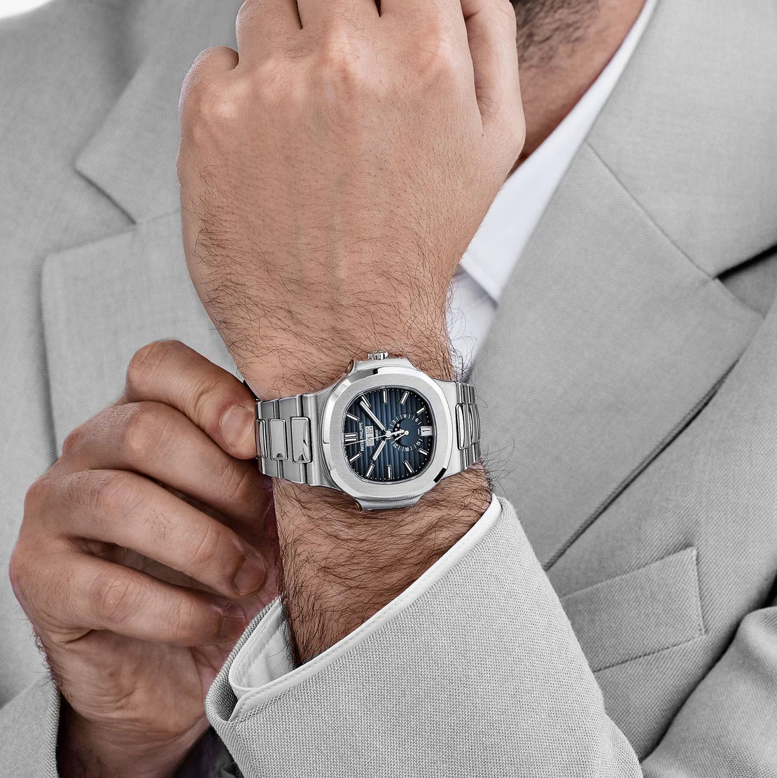 Philippe Nautilus Annual Calendar Stainless Steel Blue Dial