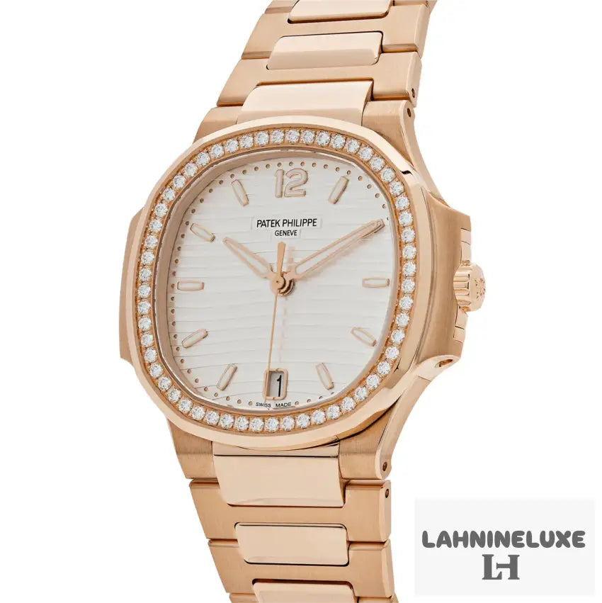 Patek Philippe Nautilus 7118/1200R-001 ’Ladies’ Rose Gold Silver Dial Diamond Bezel