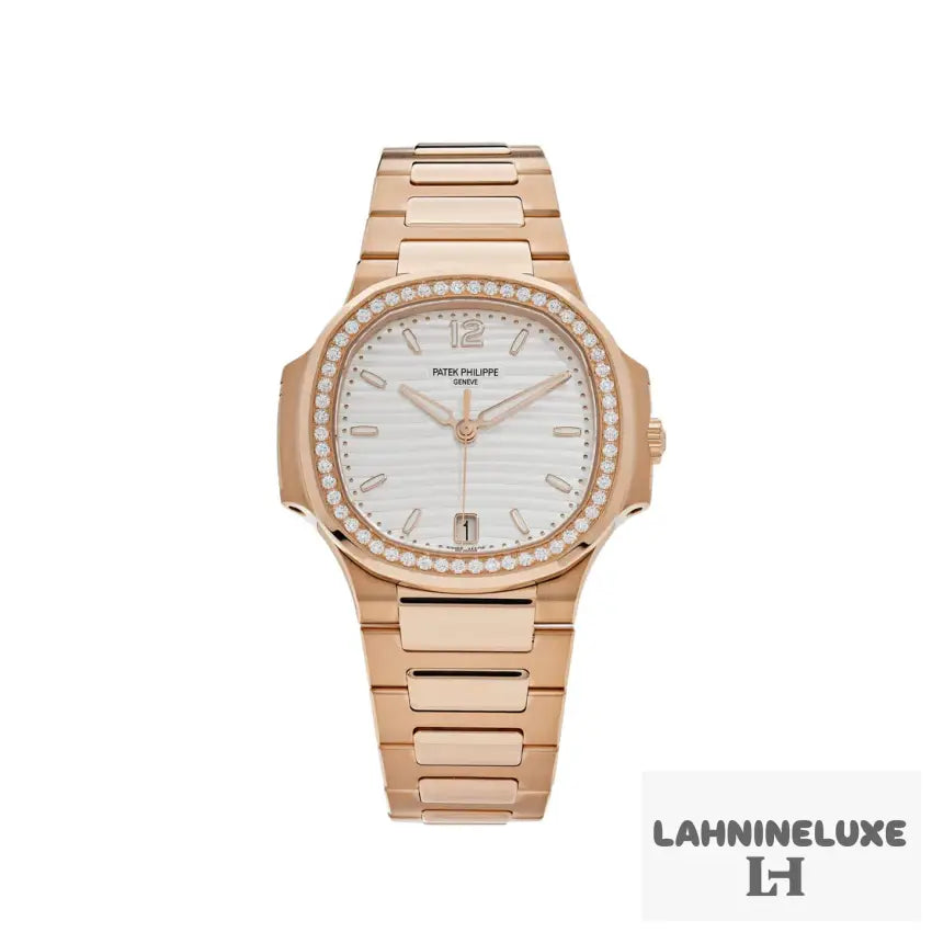 Patek Philippe Nautilus 7118/1200R-001 ’Ladies’ Rose Gold Silver Dial Diamond Bezel