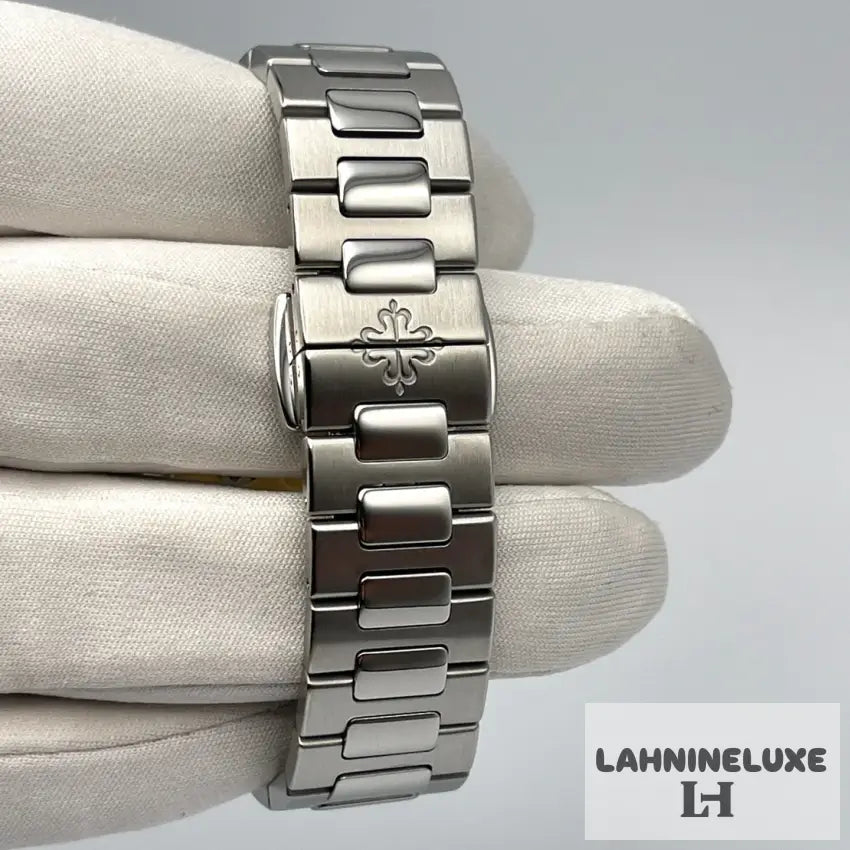 Patek Philippe Nautilus ’Ladies’ Stainless Steel Blue Mother Of Pearl Dial Diamond Bezel