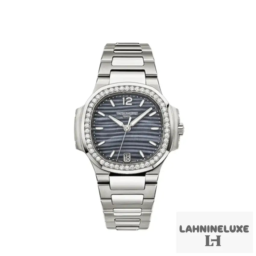 Patek Philippe Nautilus ’Ladies’ Stainless Steel Blue Mother Of Pearl Dial Diamond Bezel