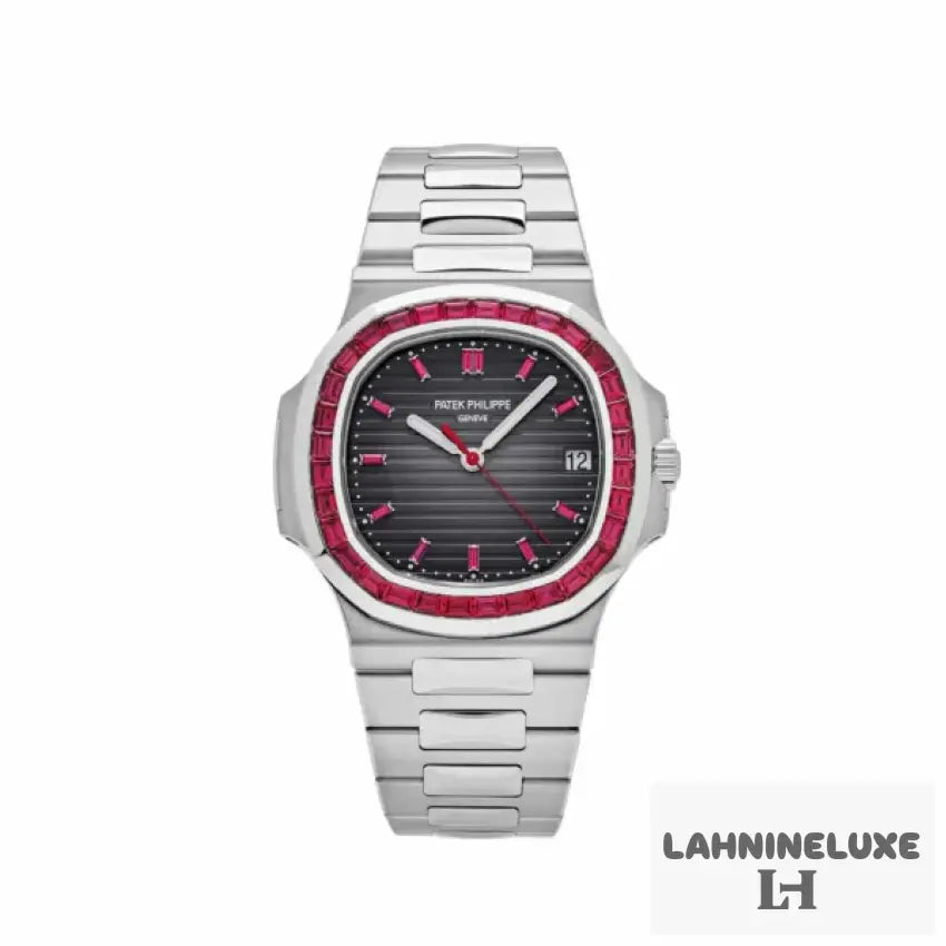 Patek phillipe Platinum Grey Dial Ruby Bezel