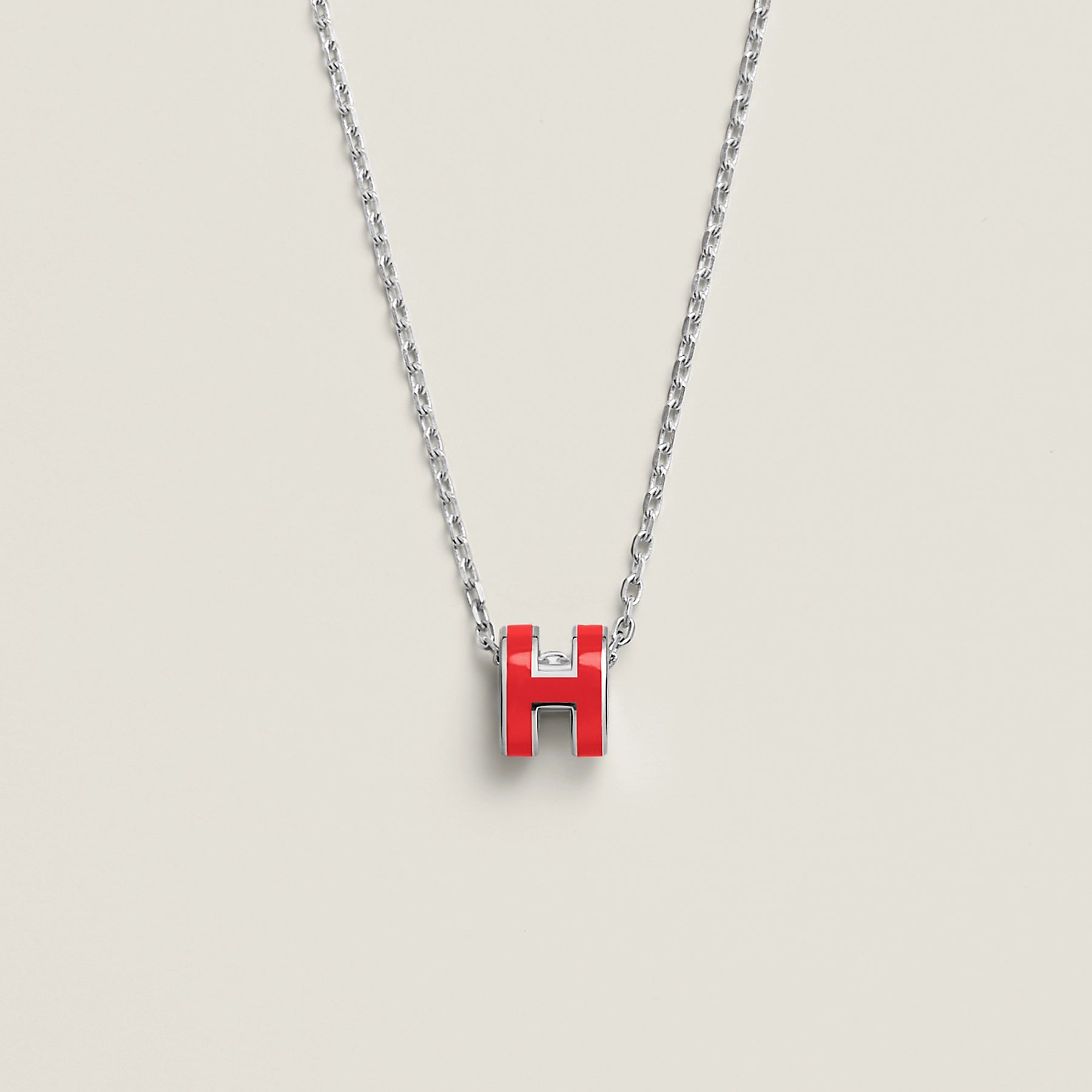COLLIER PENDENTIF HERMES ROUGE WHITE GOLD