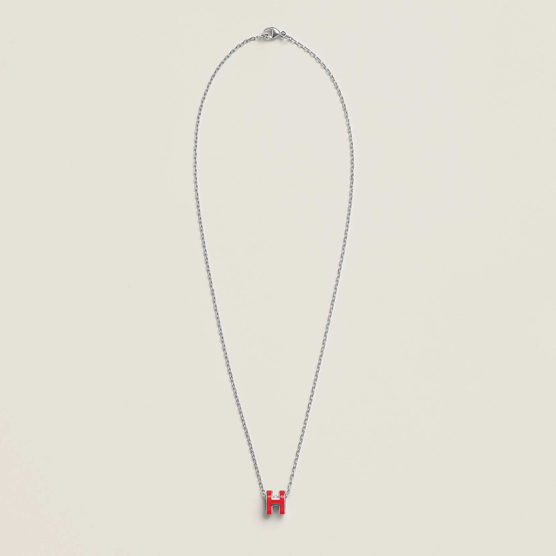 COLLIER PENDENTIF HERMES ROUGE WHITE GOLD