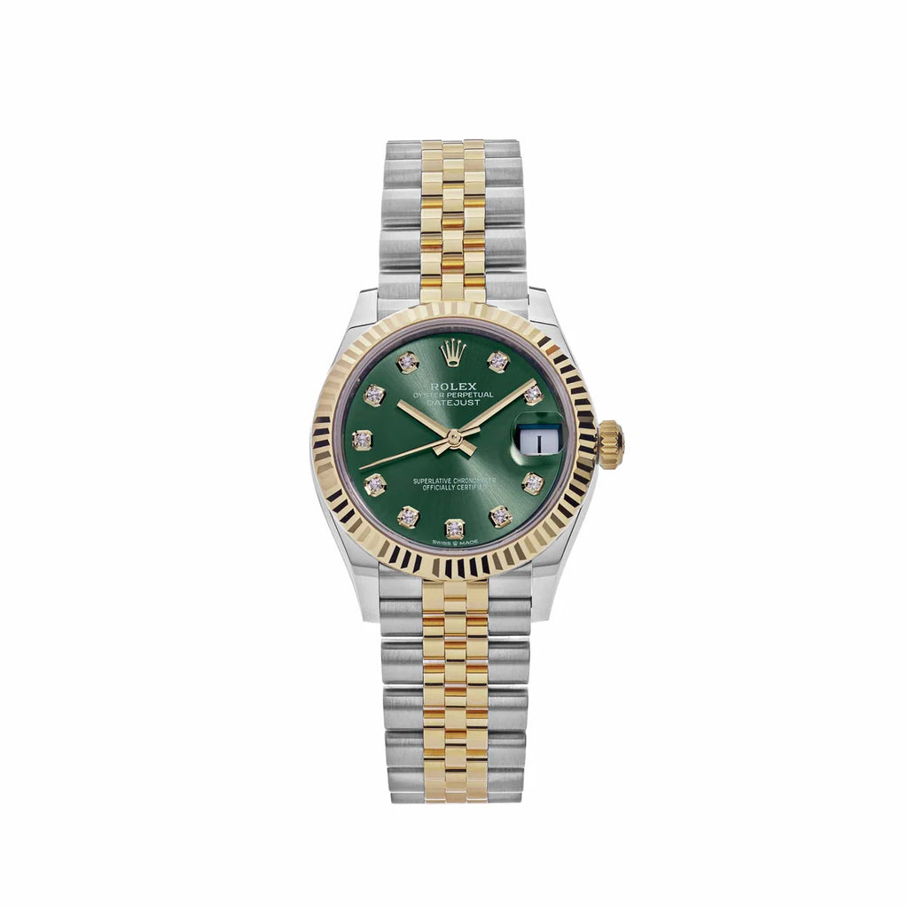 Datejust 'Ladies' Stainless Steel Yellow Gold Olive Green Diamond Dial Jubilee