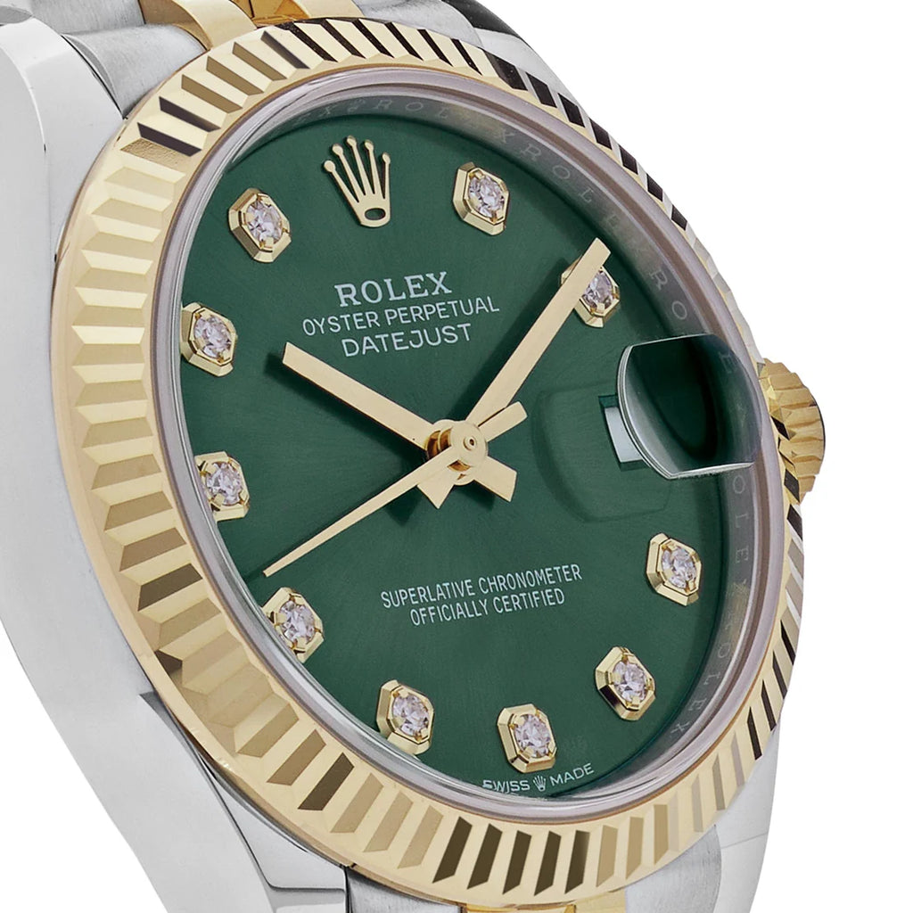 Datejust 'Ladies' Stainless Steel Yellow Gold Olive Green Diamond Dial Jubilee