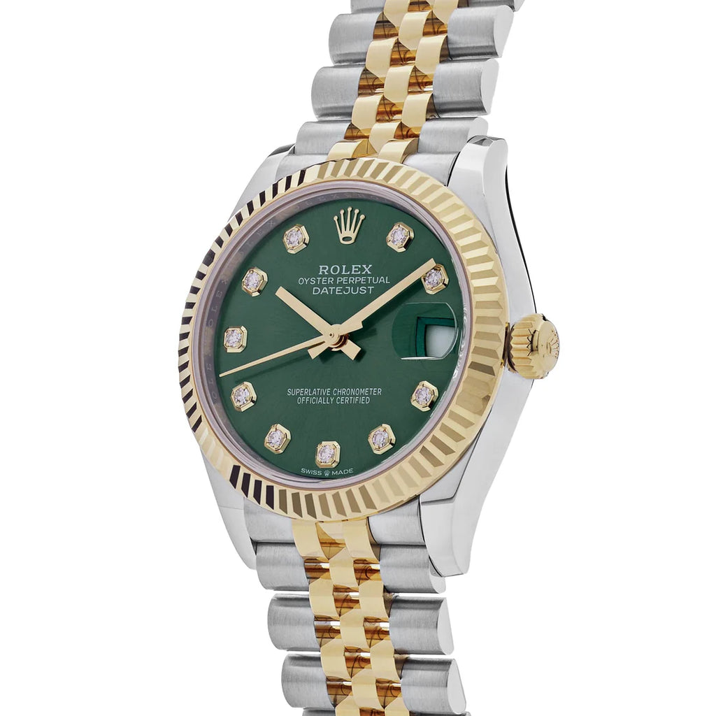Datejust 'Ladies' Stainless Steel Yellow Gold Olive Green Diamond Dial Jubilee