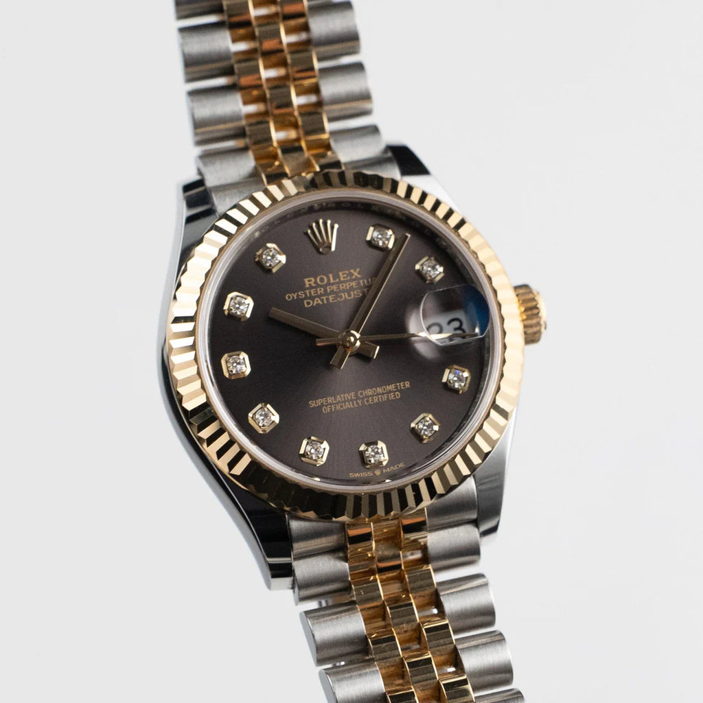 Datejust 'Ladies' Stainless Steel Yellow Gold Dark Grey Diamond Dial Jubilee