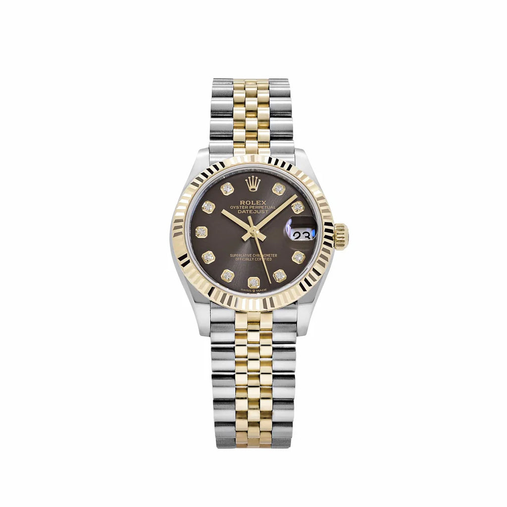 Datejust 'Ladies' Stainless Steel Yellow Gold Dark Grey Diamond Dial Jubilee