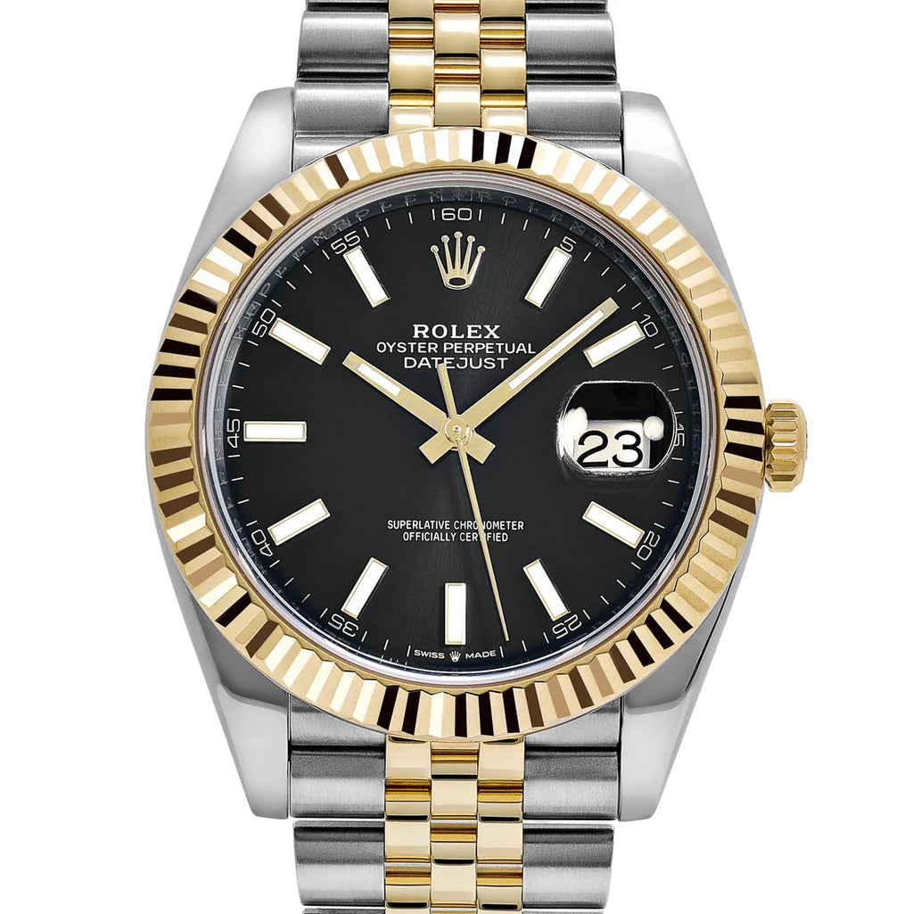 Datejust Stainless Steel Yellow Gold Black Dial Jubilee