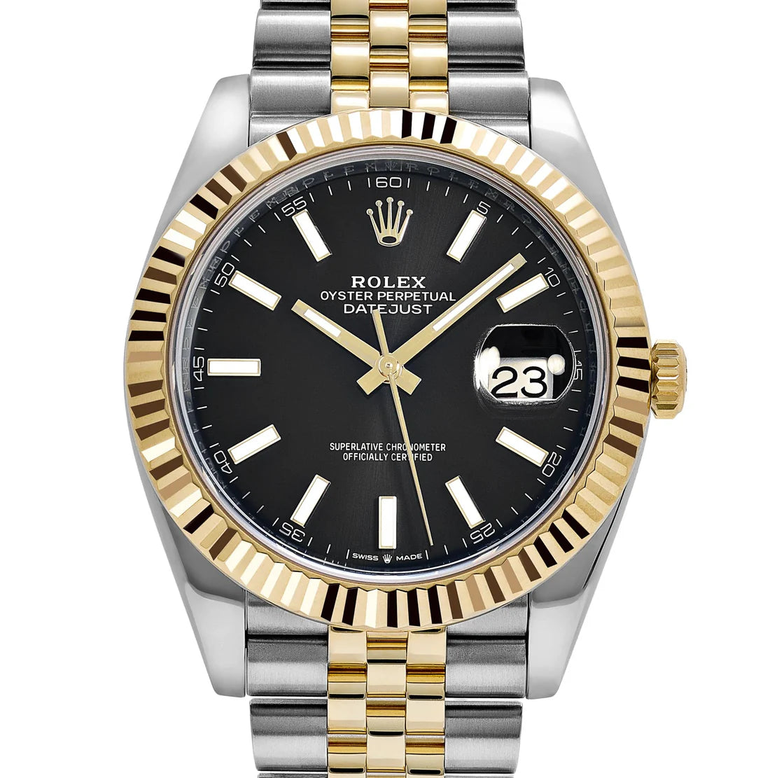 Datejust Stainless Steel Yellow Gold Black Dial Jubilee