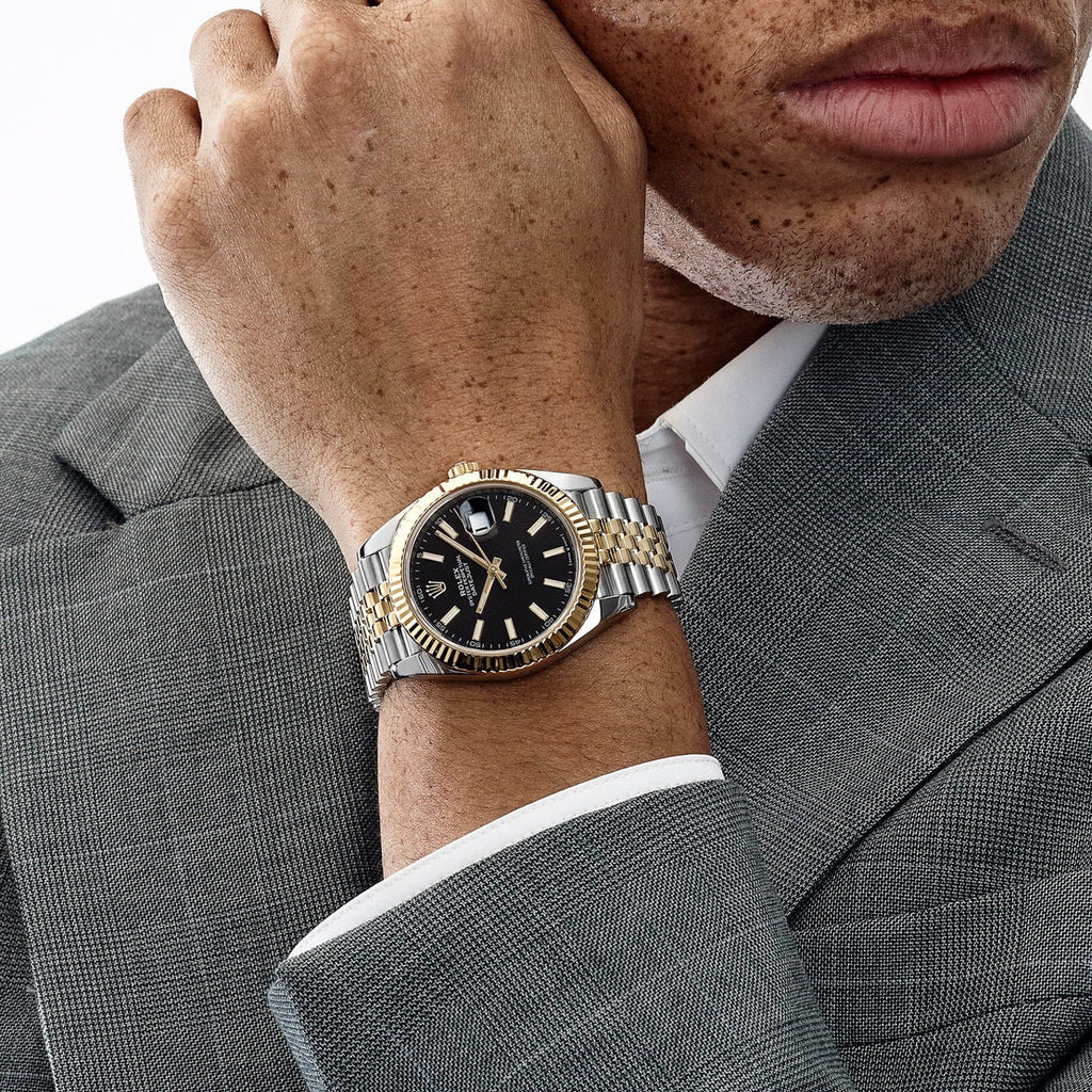 Datejust Stainless Steel Yellow Gold Black Dial Jubilee