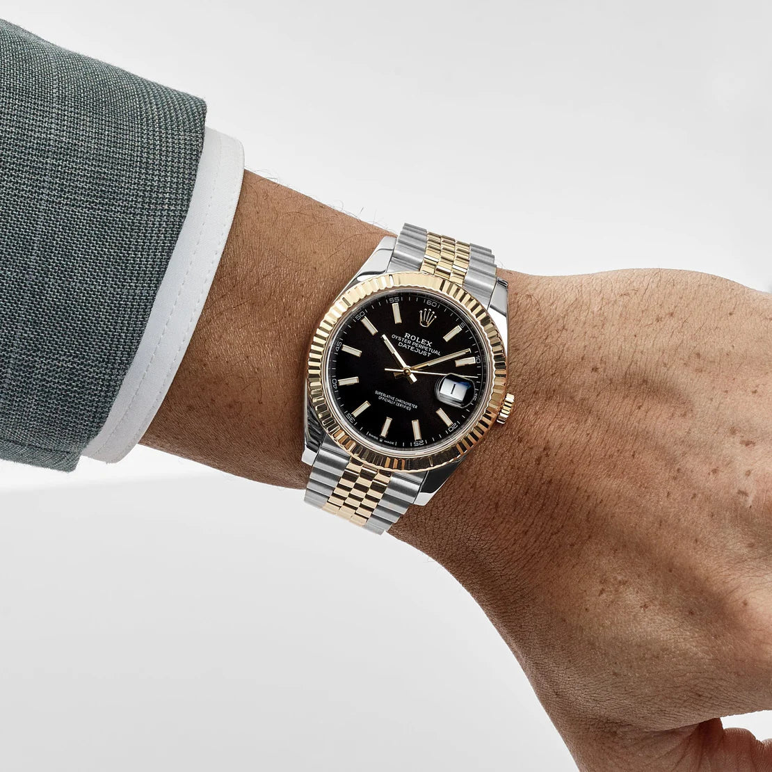 Datejust Stainless Steel Yellow Gold Black Dial Jubilee