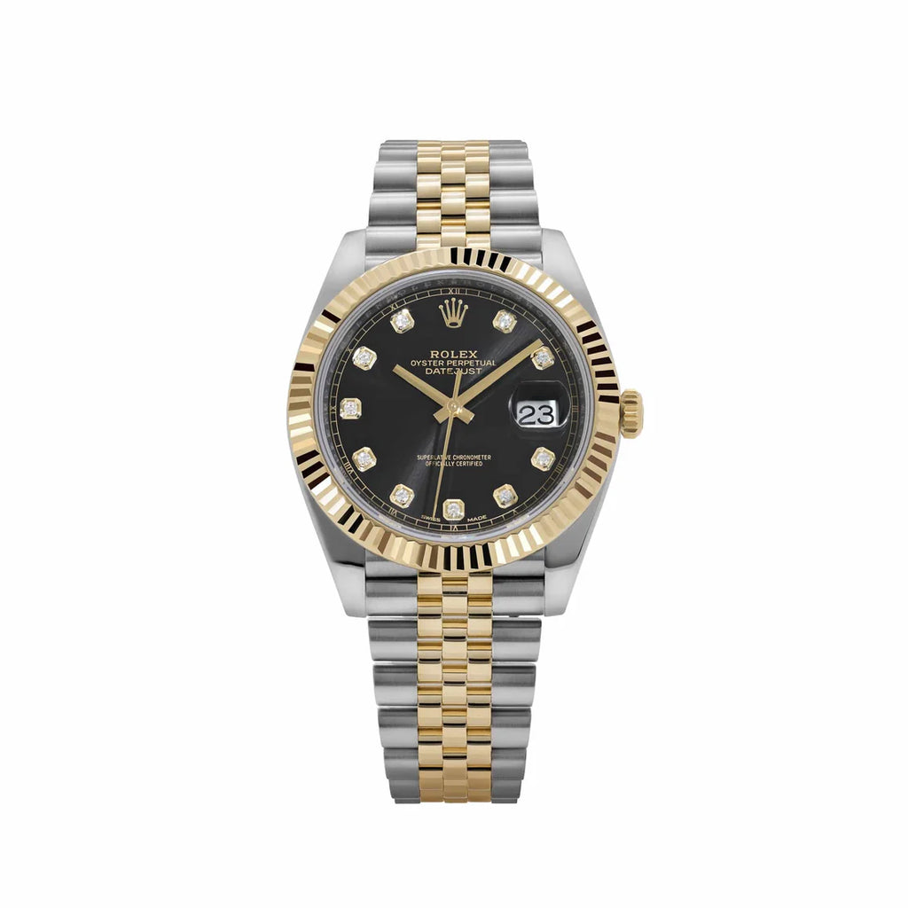 Datejust 41 126333 Stainless Steel Yellow Gold Black Diamond Dial Jubilee