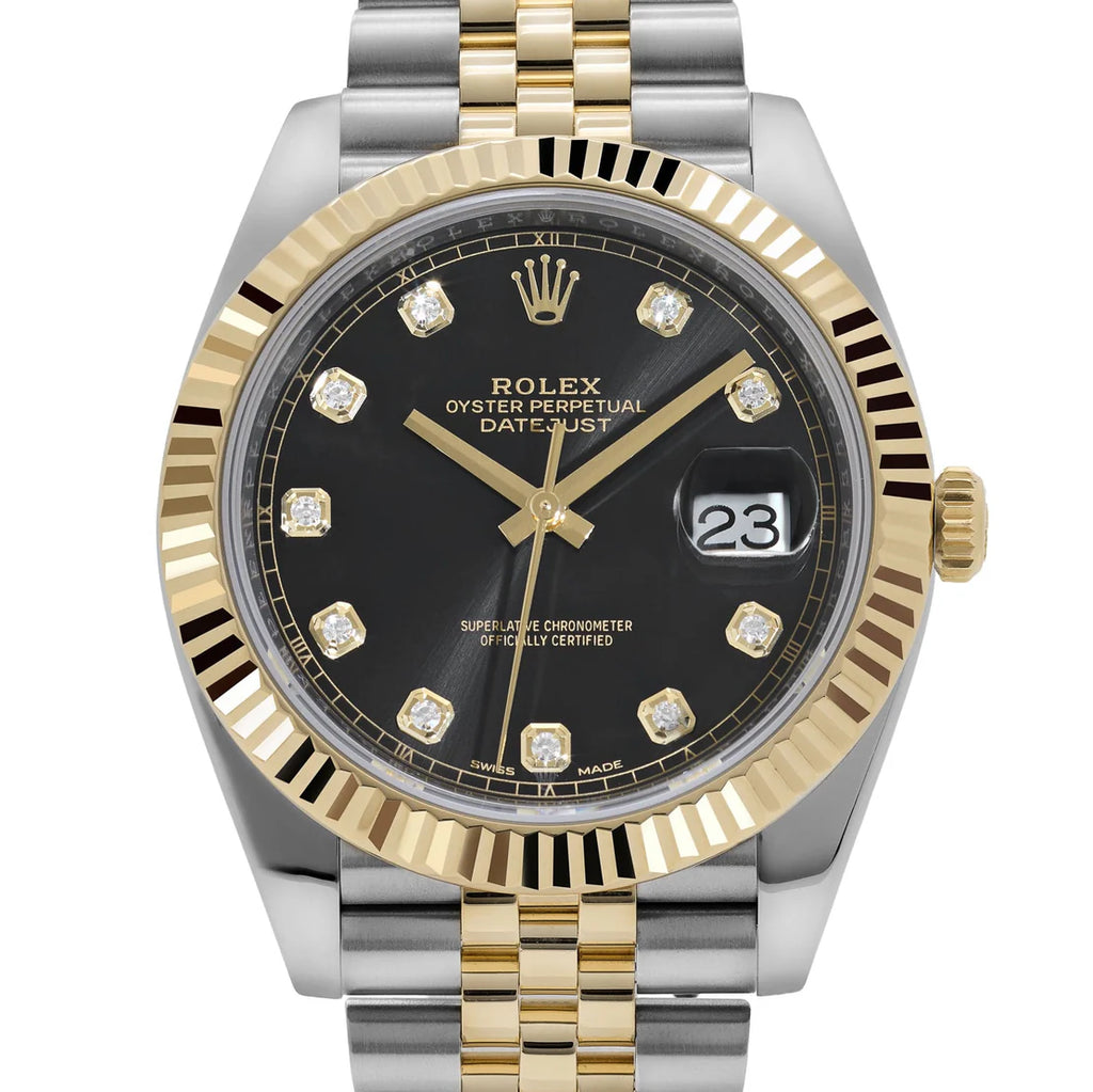 Datejust 41 126333 Stainless Steel Yellow Gold Black Diamond Dial Jubilee