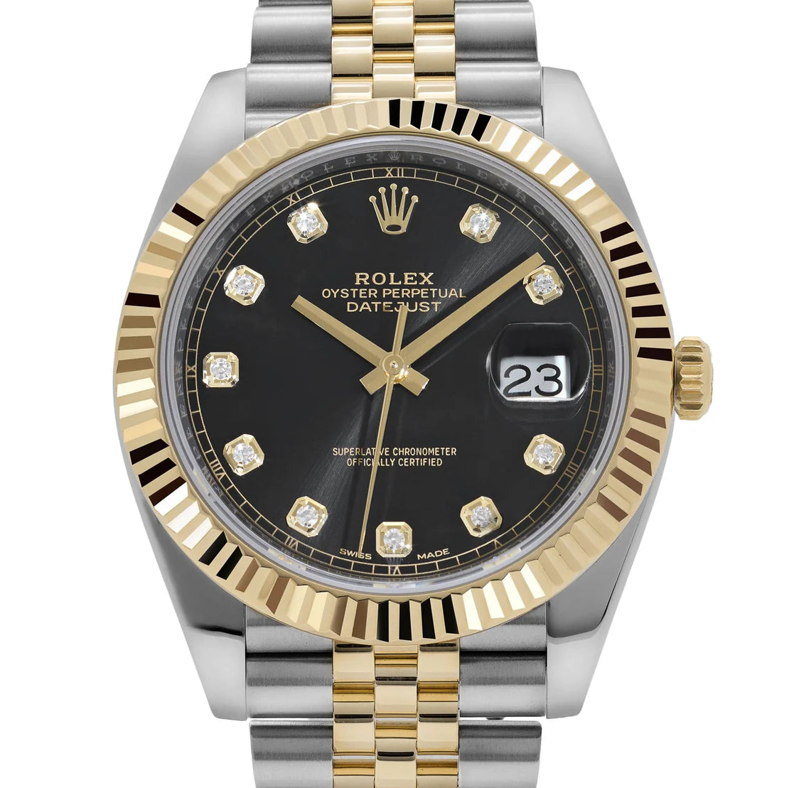 Datejust 41 126333 Stainless Steel Yellow Gold Black Diamond Dial Jubilee